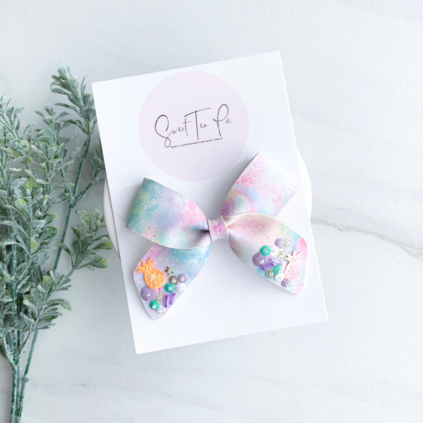 Pineapples Sequin Dripped Schoolgirl Bow - #1