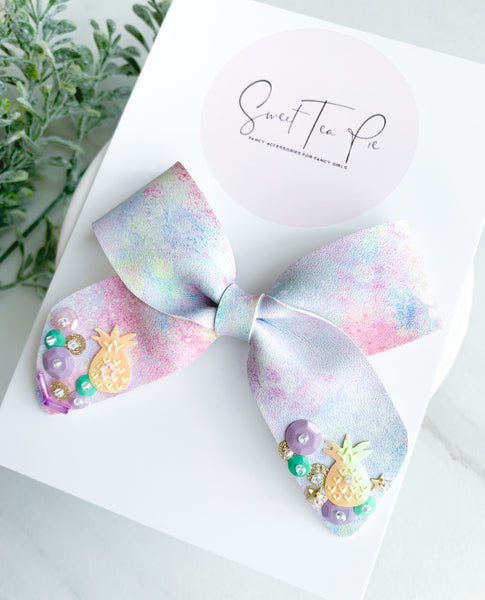 Pineapples Sequin Dripped Schoolgirl Bow - #2