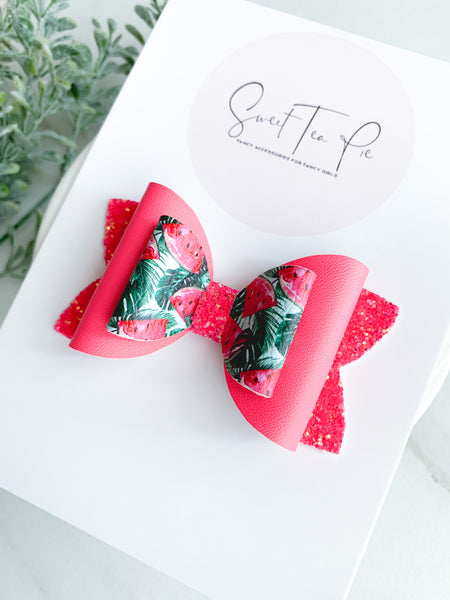 Watermelon Craze Double Loop Hair Bow