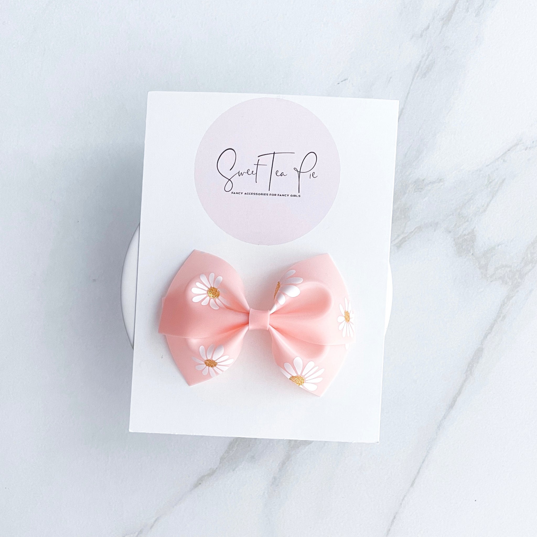 Pink Flower Modern Lu Hair Bow (POOL BOW)