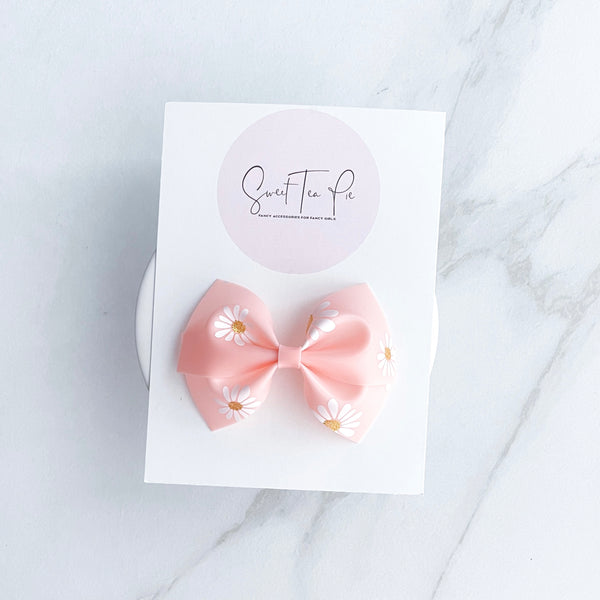 Pink Flower Modern Lu Hair Bow (POOL BOW)