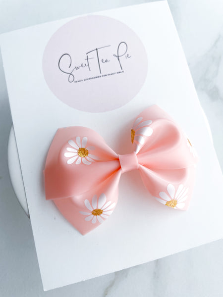 Pink Flower Modern Lu Hair Bow (POOL BOW)