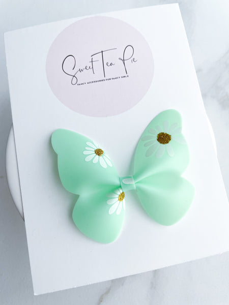 Green Flower Butterfly Clip (POOL BOW)