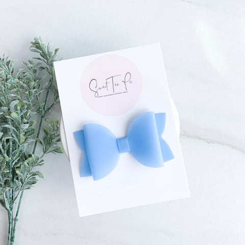Sky Blue Large Loop Hair Bow (Waterproof)