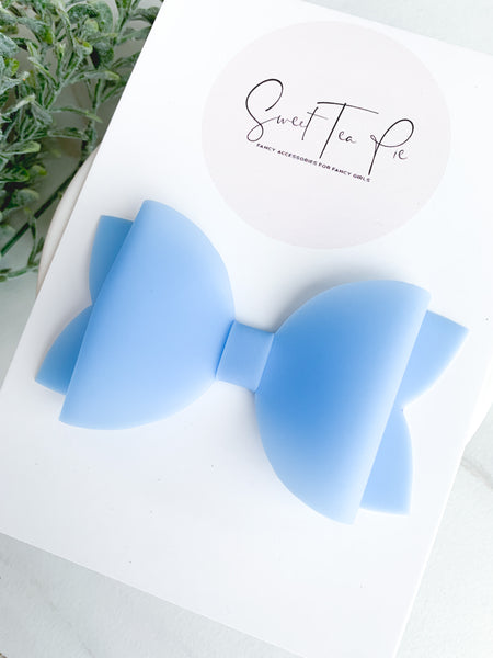 Sky Blue Large Loop Hair Bow (Waterproof)