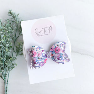 Floral Stripes Large Loop Hair Bow