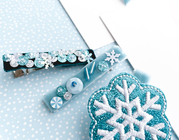 Sequin Velvet Lined Hair Clip - 015