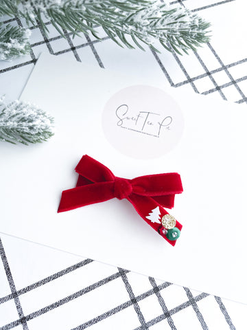 Oh Christmas Tree Sequin Velvet Hair Bow