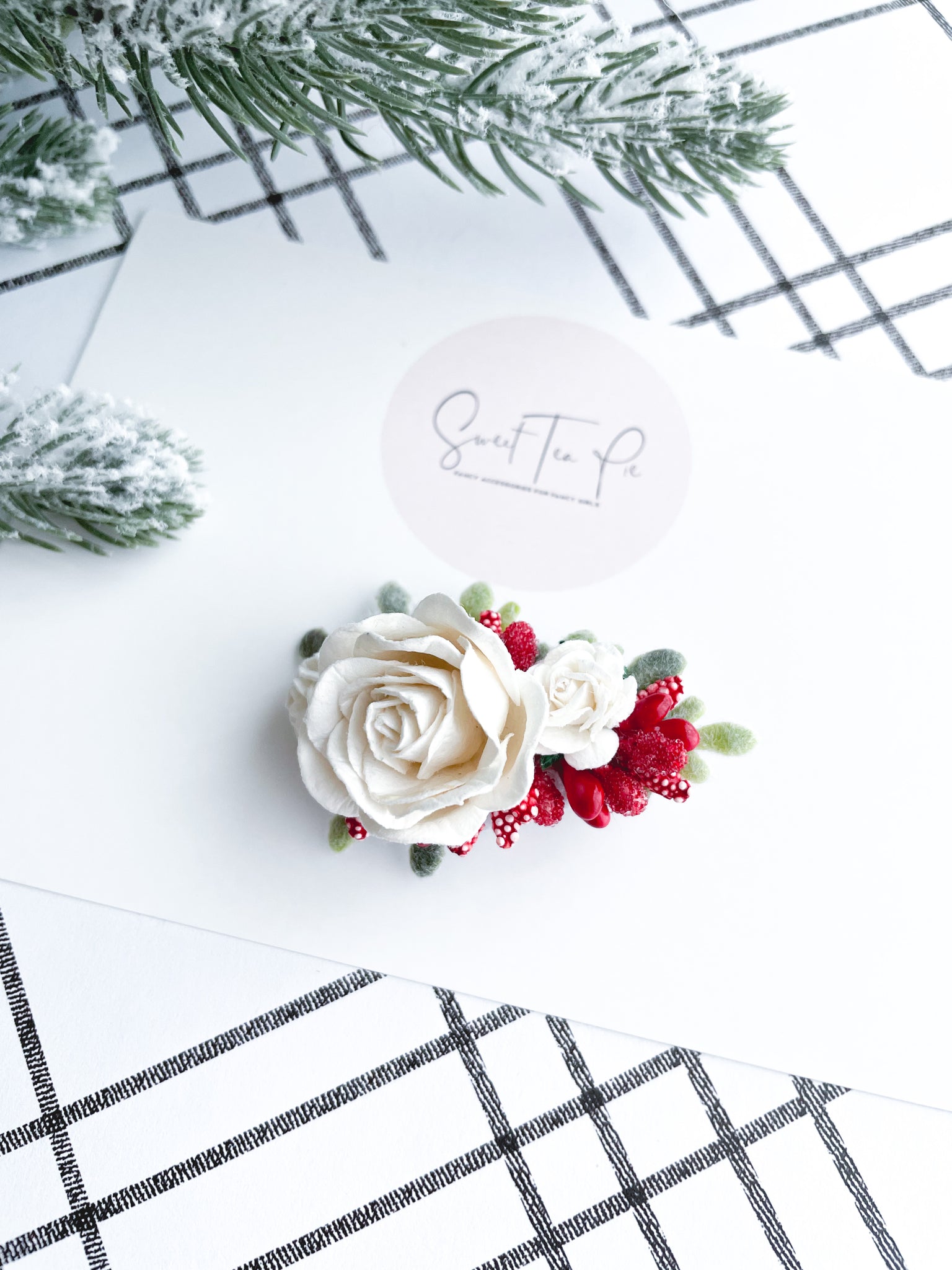 Christmas Garden Floral Hair Clip