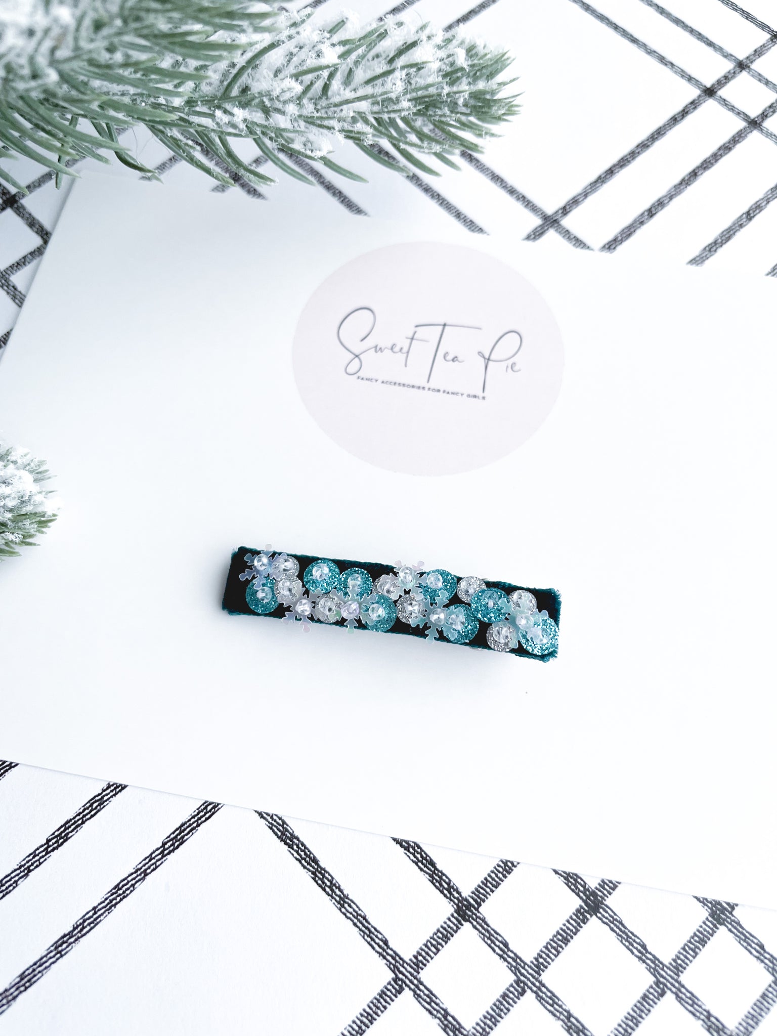 Sequin Velvet Lined Hair Clip - 015