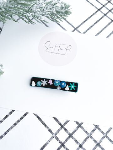 Sequin Velvet Lined Hair Clip - 014