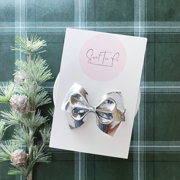 Silver Mirror Modern Lu Hair Bow
