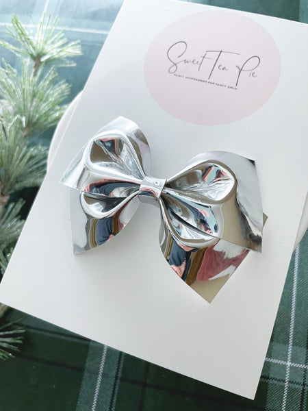 Silver Mirror Modern Lu Hair Bow
