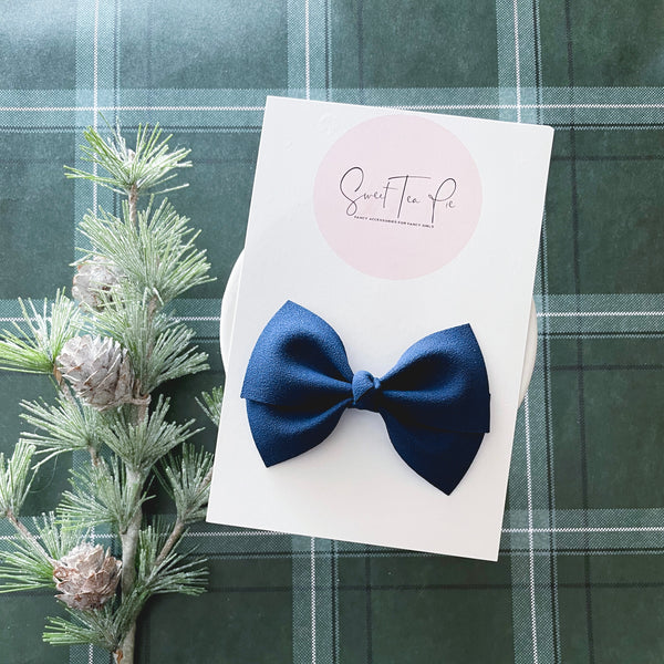 Blue Suede Modern Lu Hair Bow