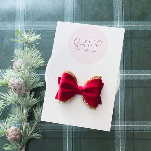 Christmas Classic Pinched Loop Hair Bow