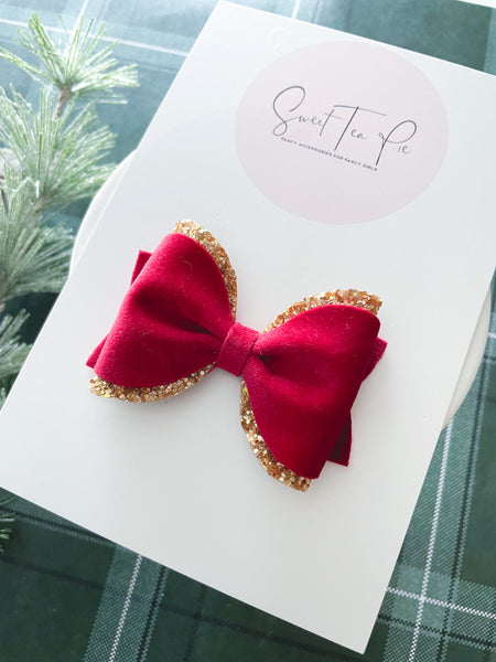 Christmas Classic Pinched Loop Hair Bow