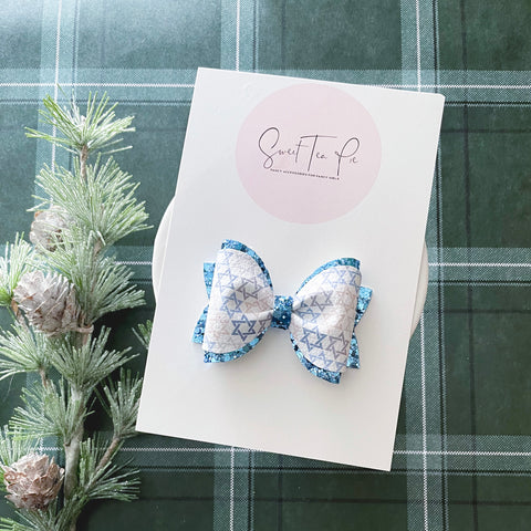 Hanukkah Pinched Loop Hair Bow