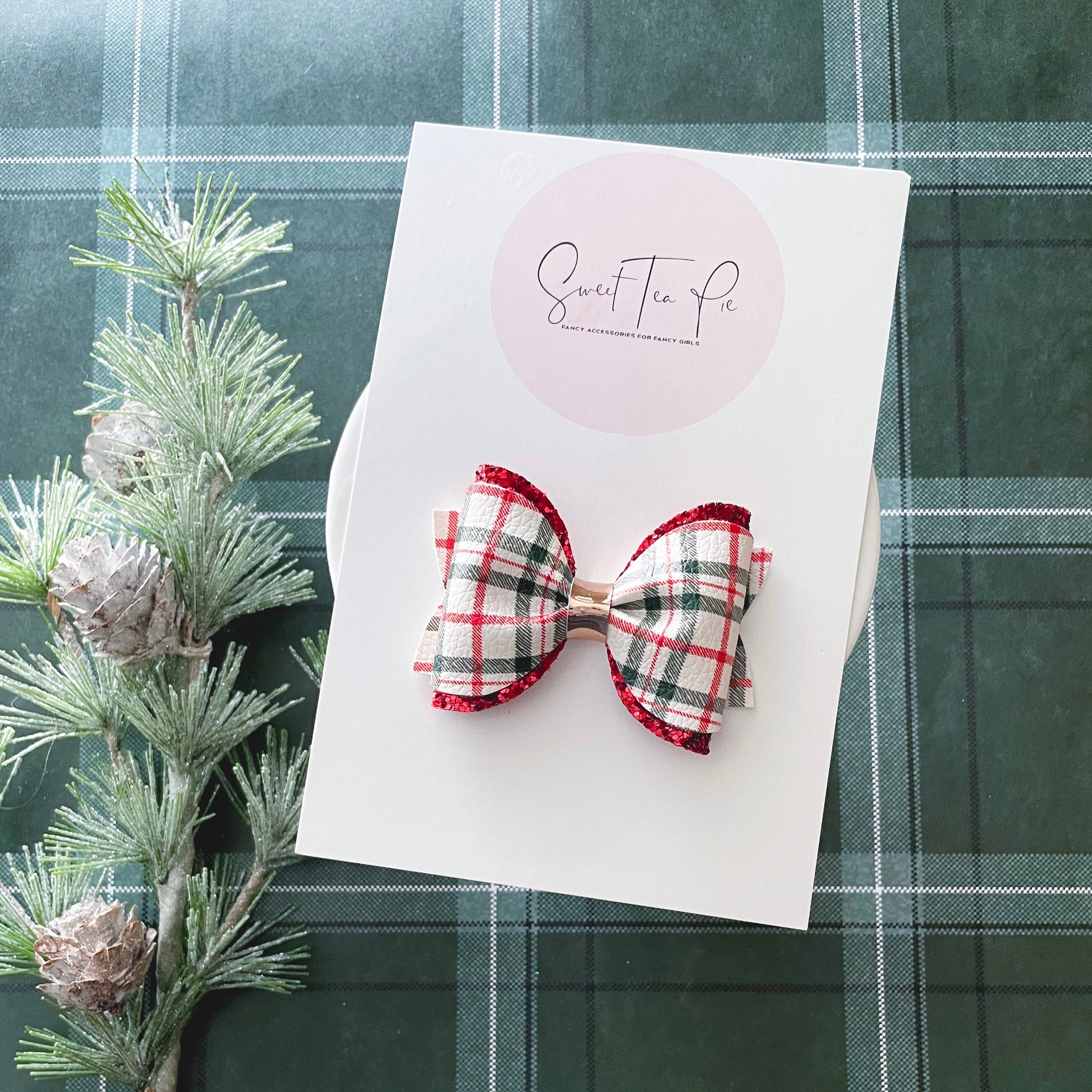Holiday Plaid Pinched Loop Hair Bow
