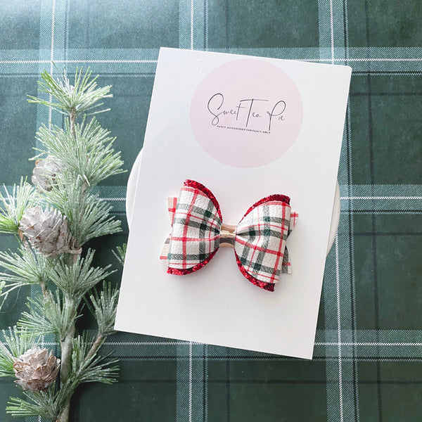 Holiday Plaid Pinched Loop Hair Bow