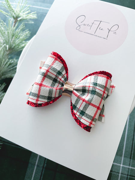 Holiday Plaid Pinched Loop Hair Bow