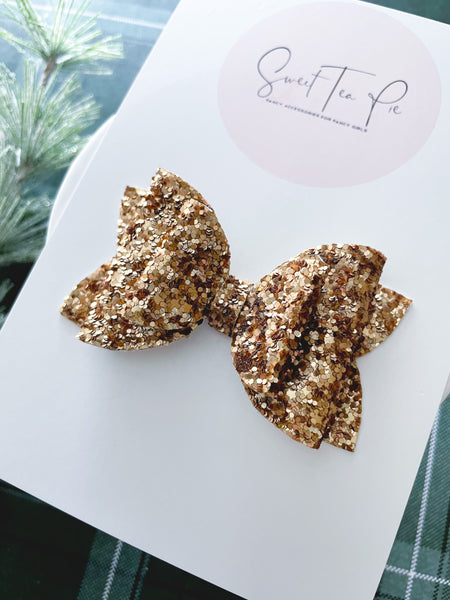 Golden Lights Double Loop Hair Bow