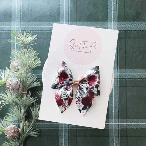 Winter Roses Sailor Hair Bow