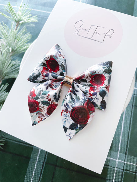 Winter Roses Sailor Hair Bow