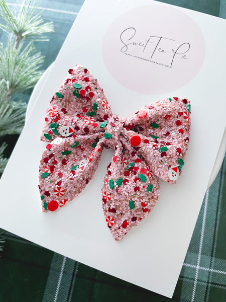 Christmas Glitter Sailor Hair Bow