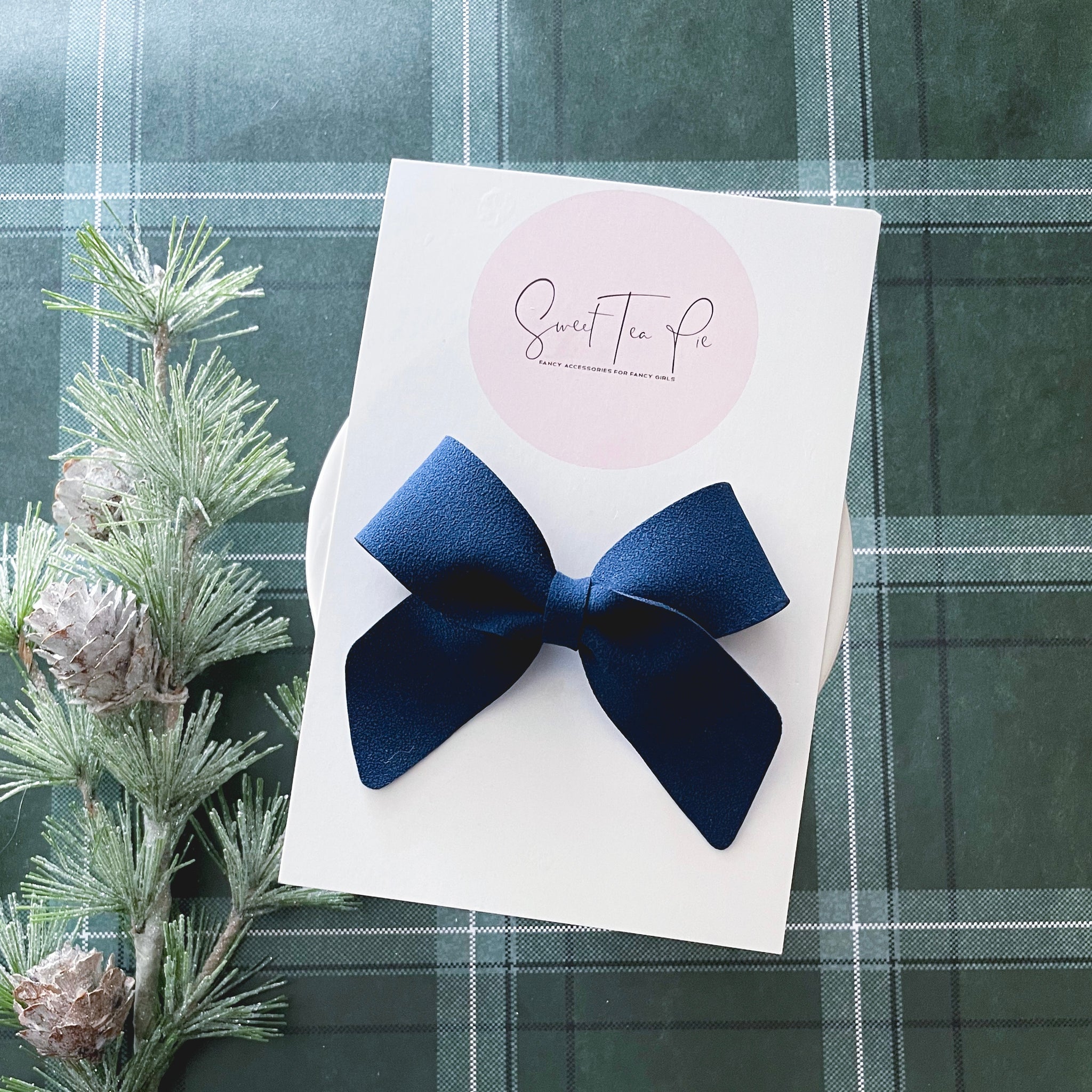 Blue Suede Schoolgirl Bow