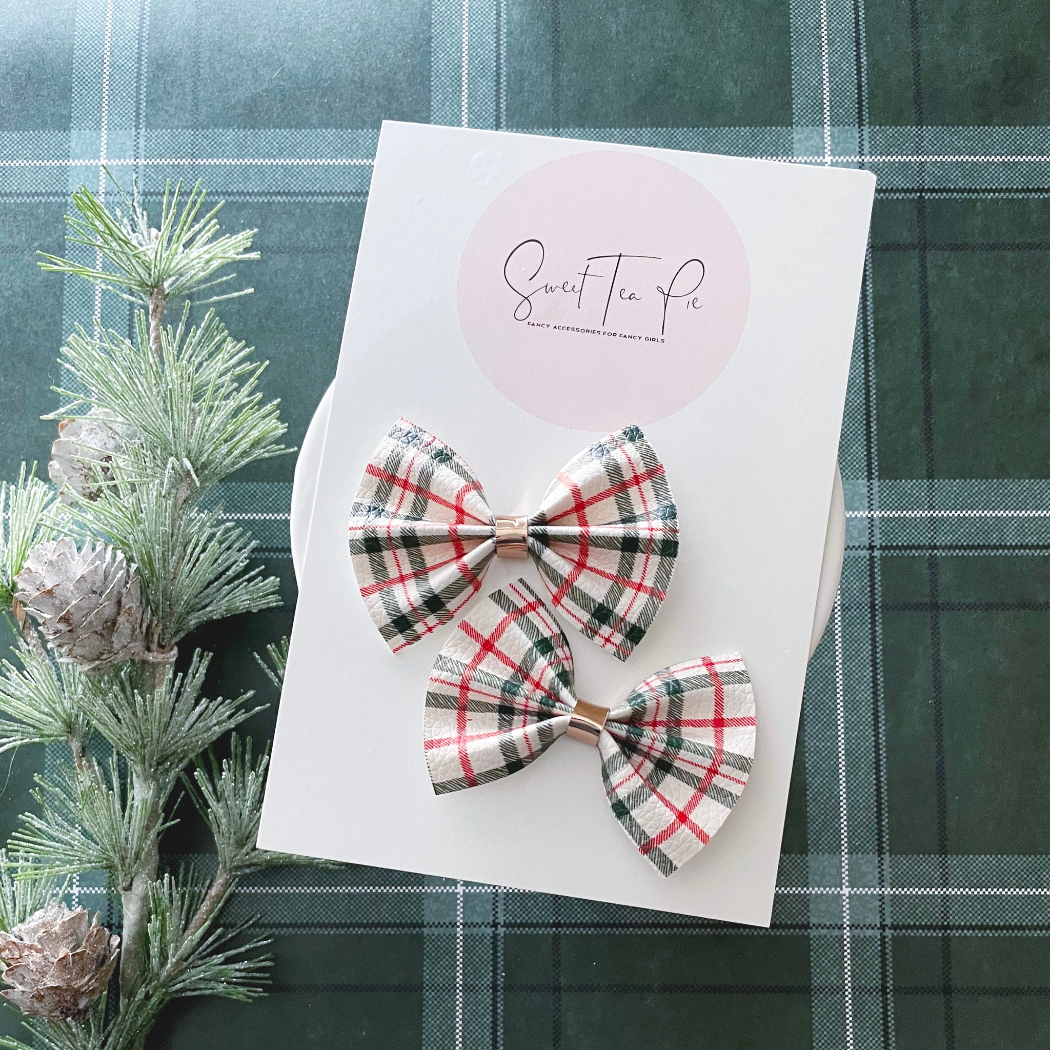 Holiday Plaid Pigtail Hair Bows