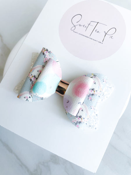 Pastel Unicorn Double Loop Hair Bow