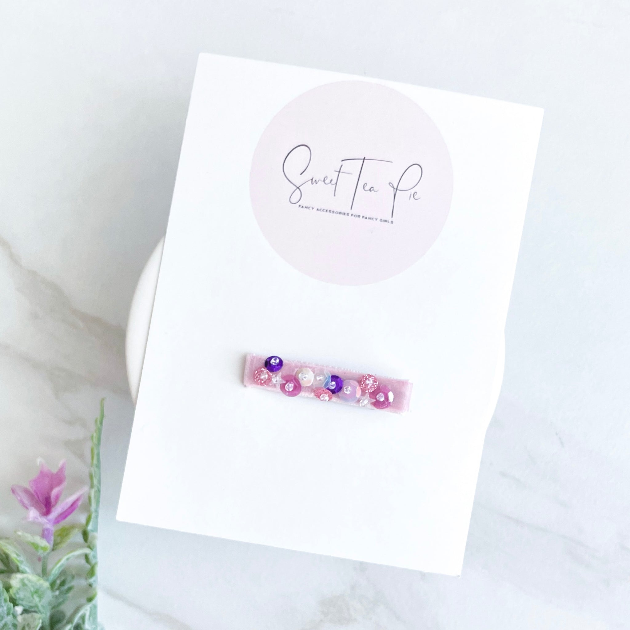 Sequin Velvet Lined Hair Clip - 019