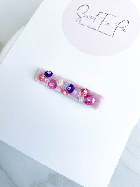 Sequin Velvet Lined Hair Clip - 019