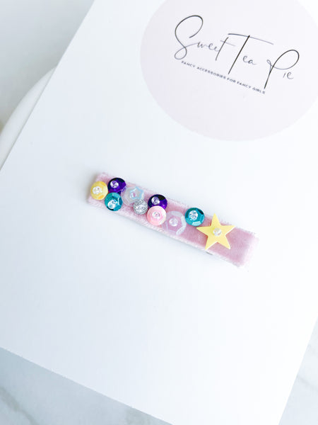 Sequin Velvet Lined Hair Clip - 020