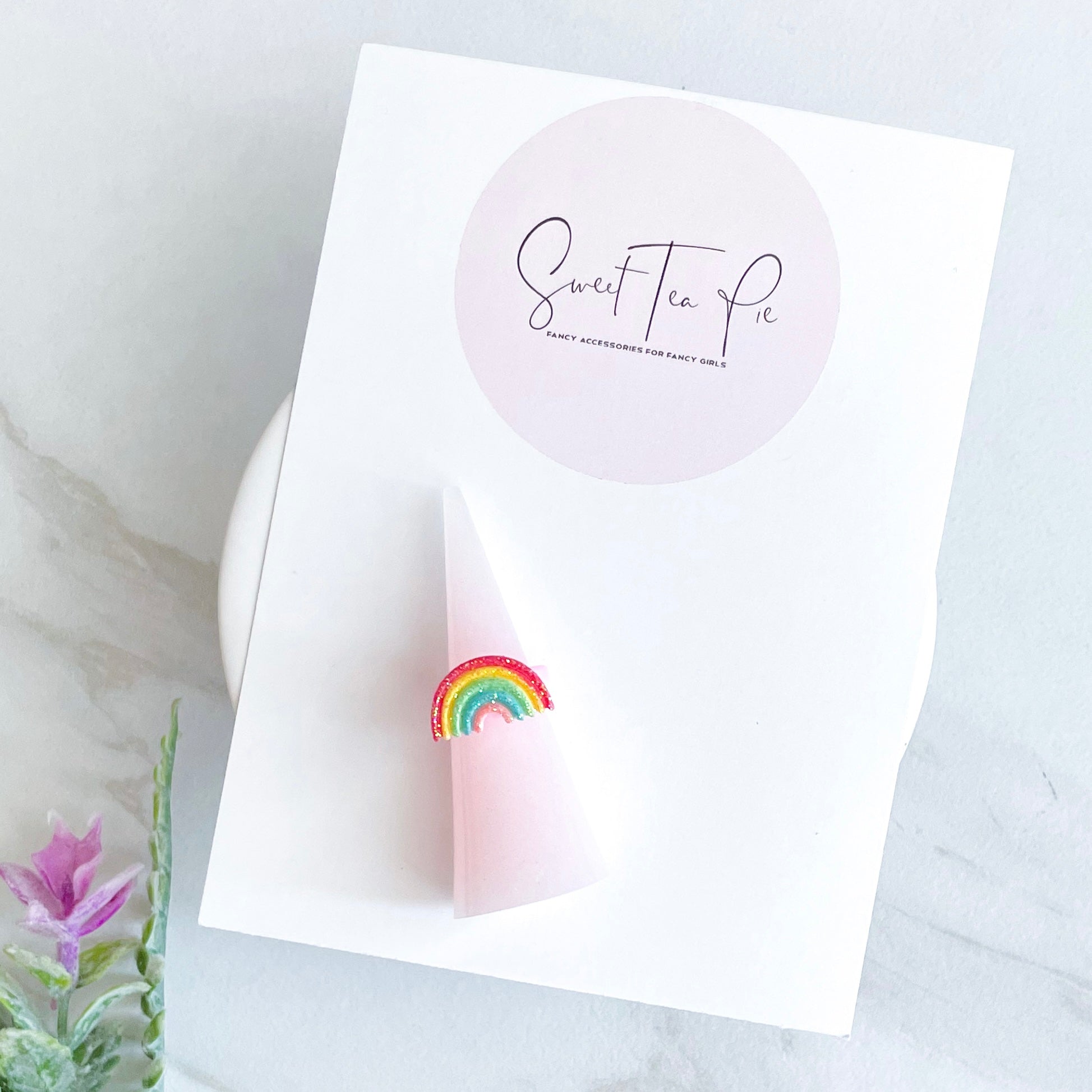 Glitter Rainbow Girls Glam Ring