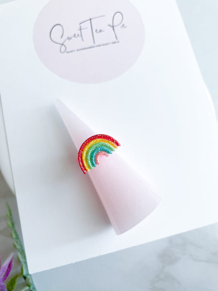 Glitter Rainbow Girls Glam Ring