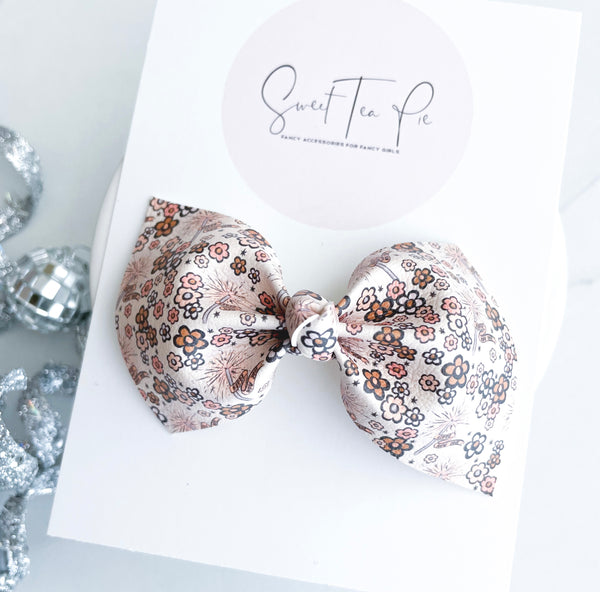 Happy New Year Knot Hair Bow