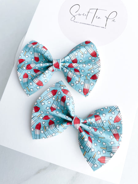 Bomb Pops Pigtail Hair Bows