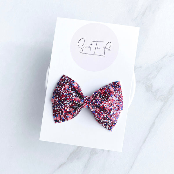 Glitter Flag Modern Lu Hair Bow