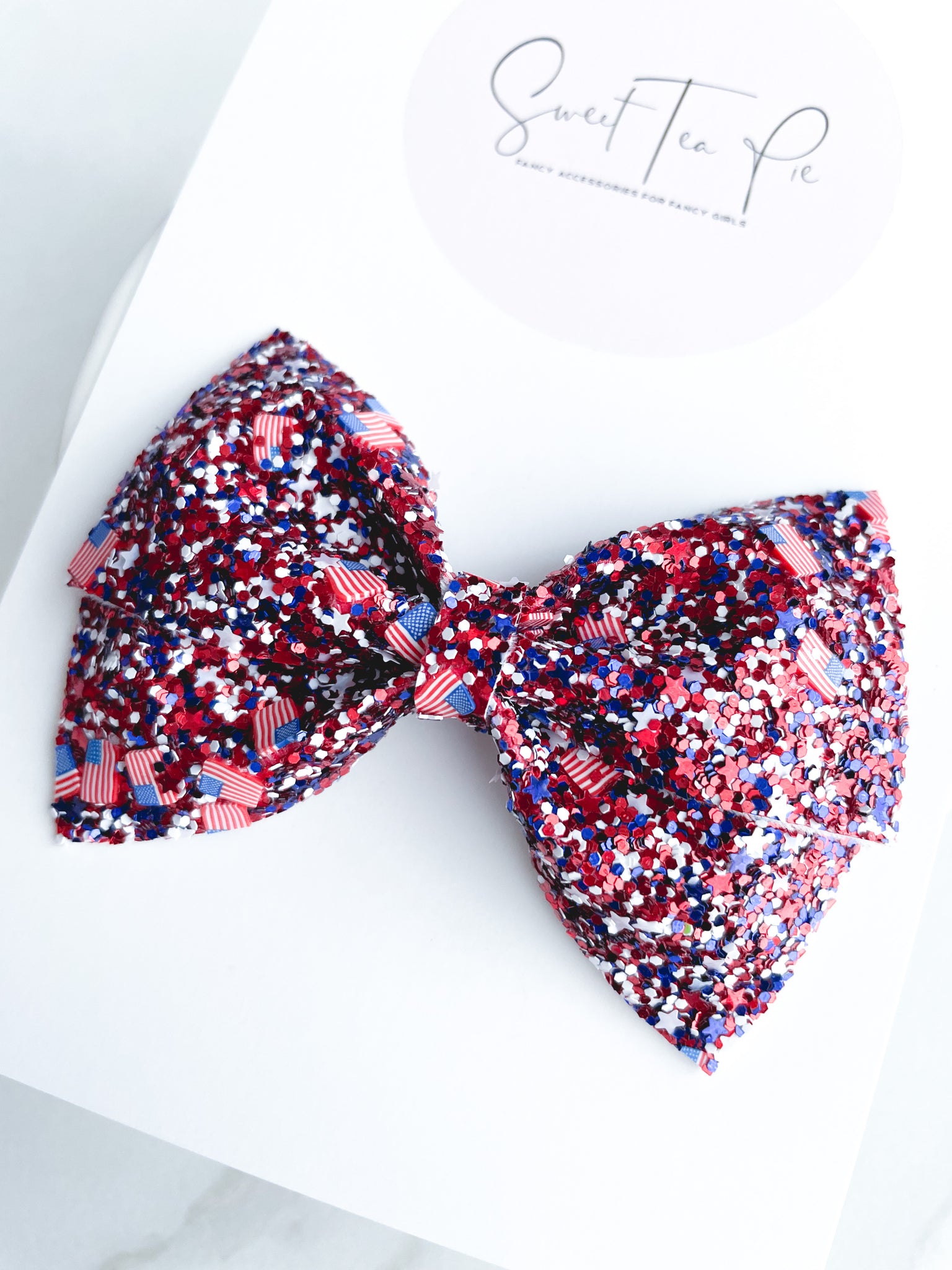 Glitter Flag Modern Lu Hair Bow