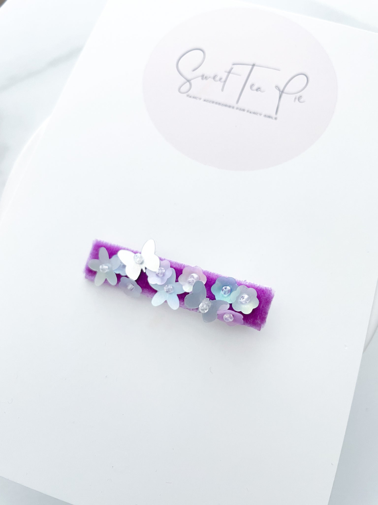 Sequin Velvet Lined Hair Clip - 028