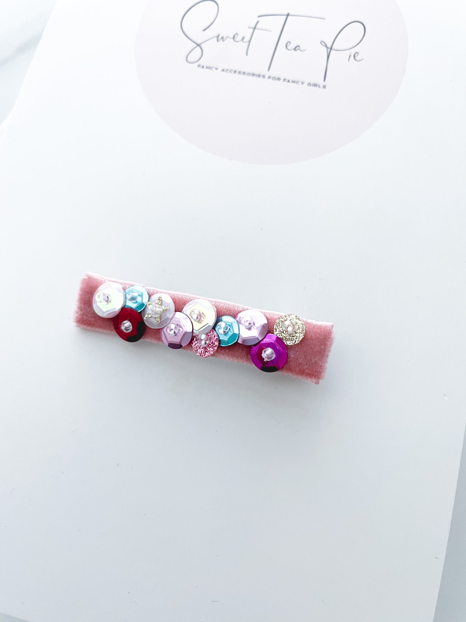 Sequin Velvet Lined Hair Clip - 033