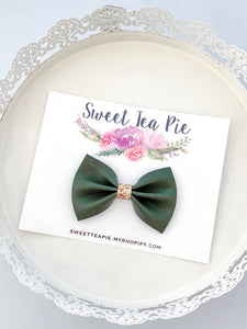 Evergreen Faux Leather Hair Bow