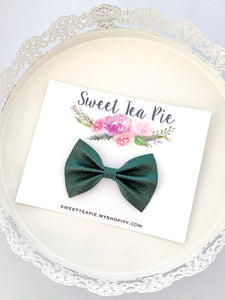 Evergreen Lace Faux Leather Hair Bow