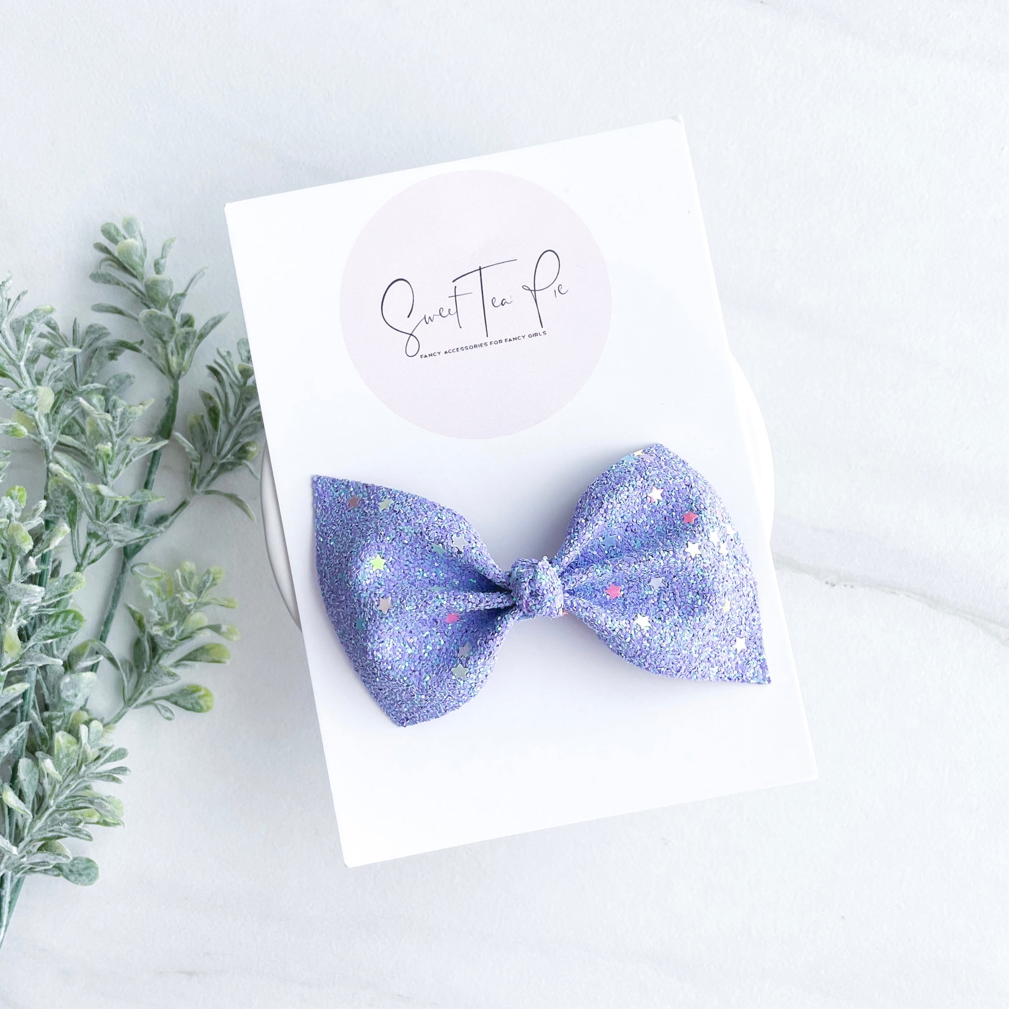 Purple Star Glitter Knot Hair Bow