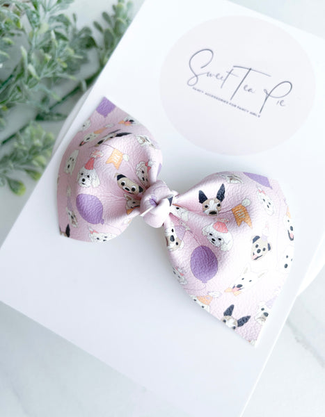 Birthday Pup Knot Hair Bow