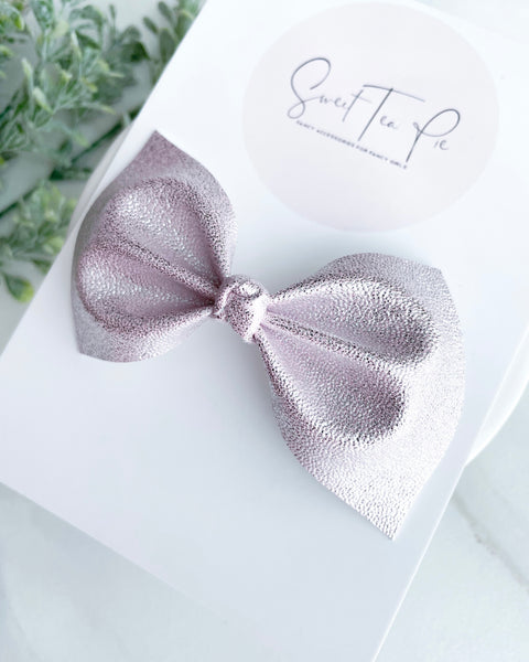 Pink Metallic Knot Hair Bow