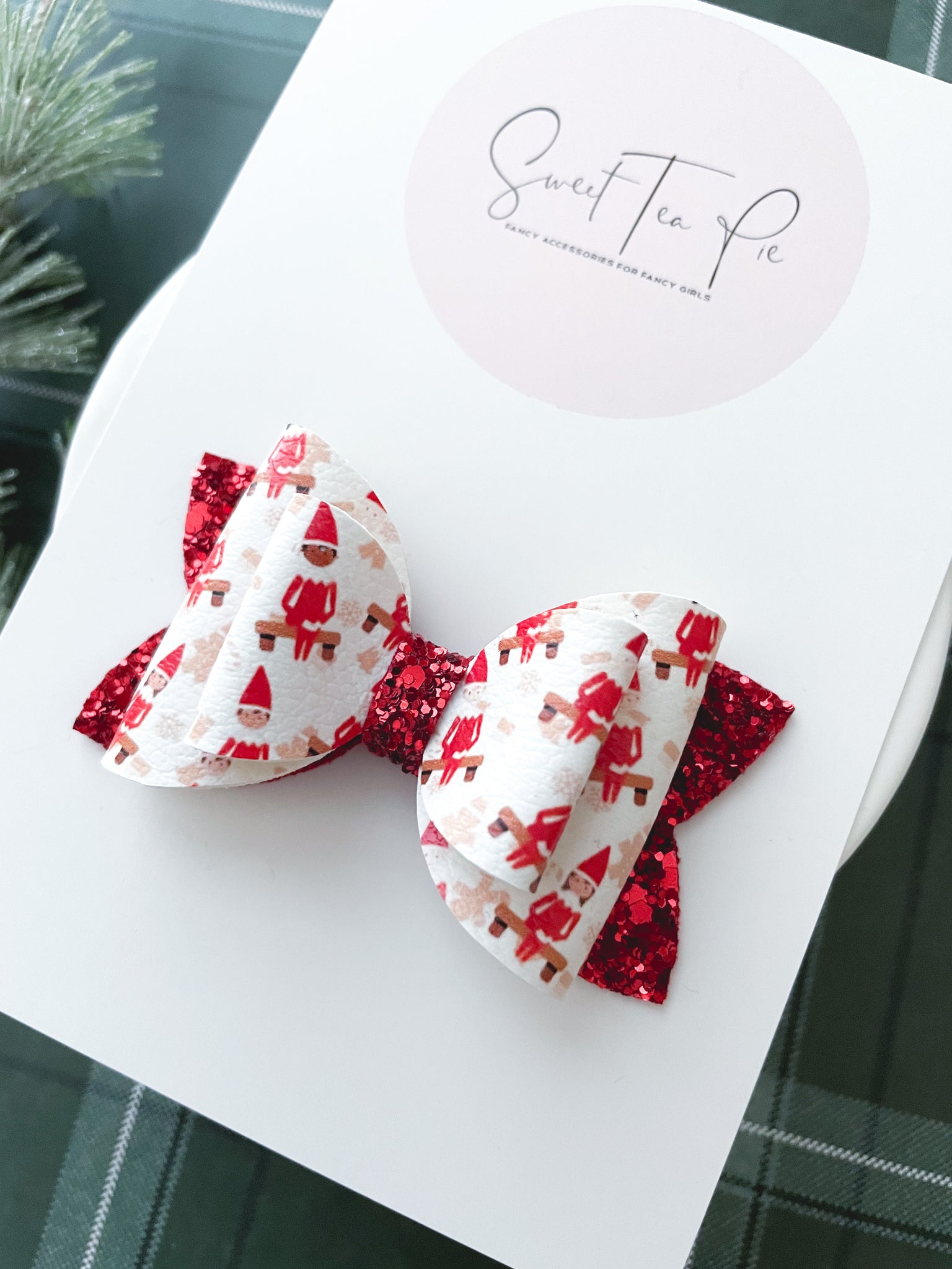 Elf on a Shelf Double Loop Hair Bow