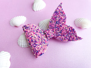 Violet Pink Mermaid Tail Glitter Hair Bow
