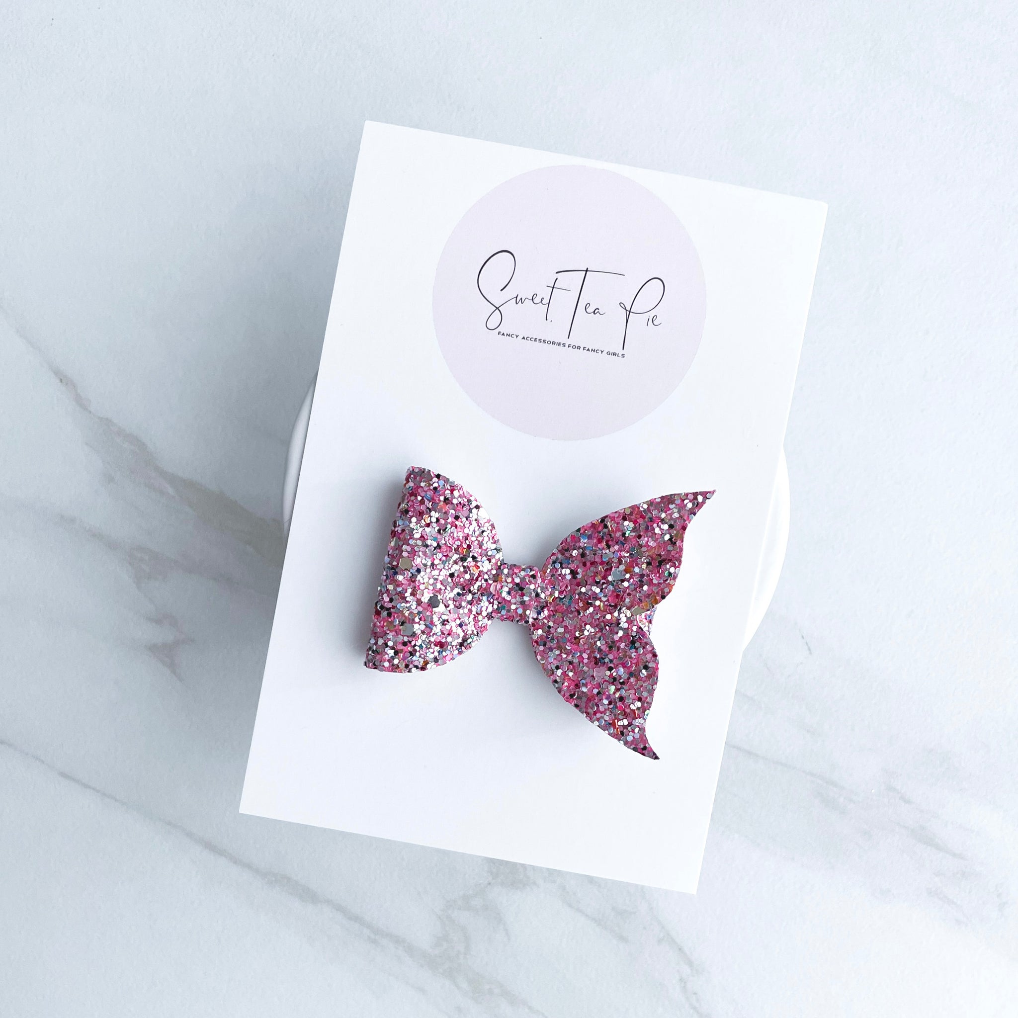 Pink Beach Mermaid Tail Glitter Hair Bow